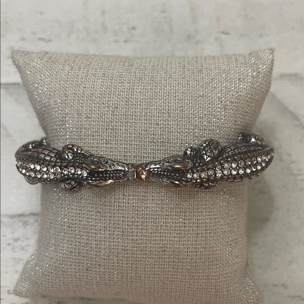 Vintage BrightonSilver Alligator Bracelet with crystals